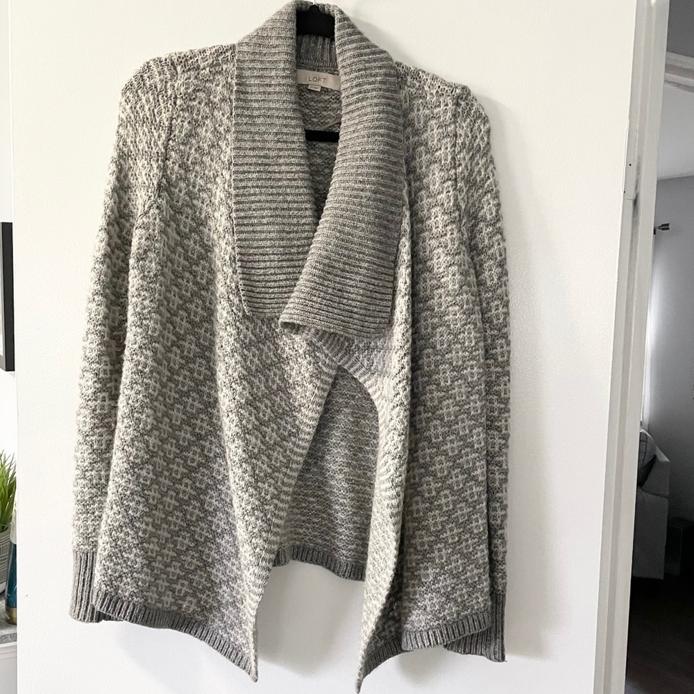 LOFT Wool Blend Draped Open-Front Cardigan